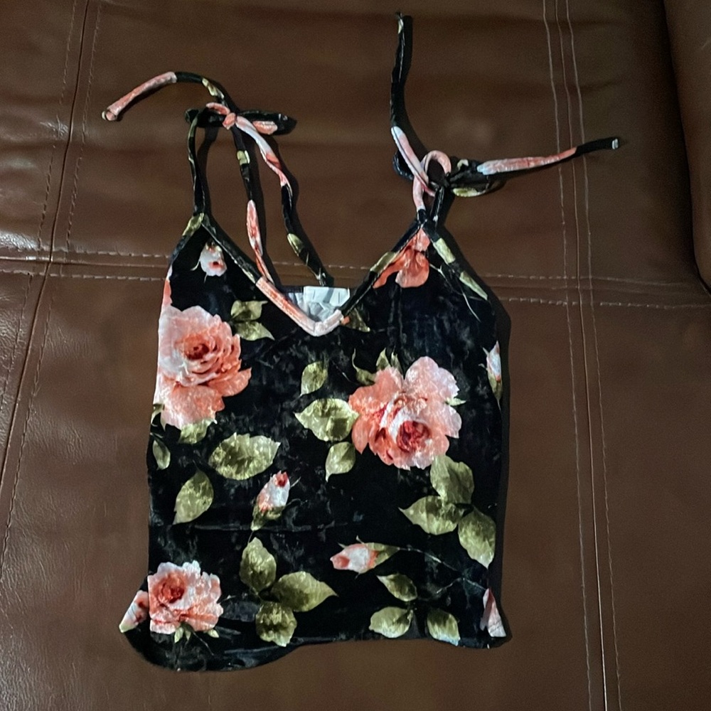 Velvet Black and Rose Tank Top